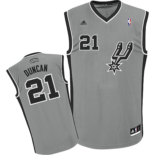 NBA San Antonio Spurs 21 Tim Duncan New Revolution 30 Swingman Alternate Grey Jersey New for The 2012 13 Season
